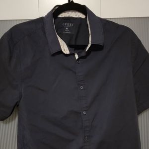 GUESS short sleeve button up men's Slim fit medium blue